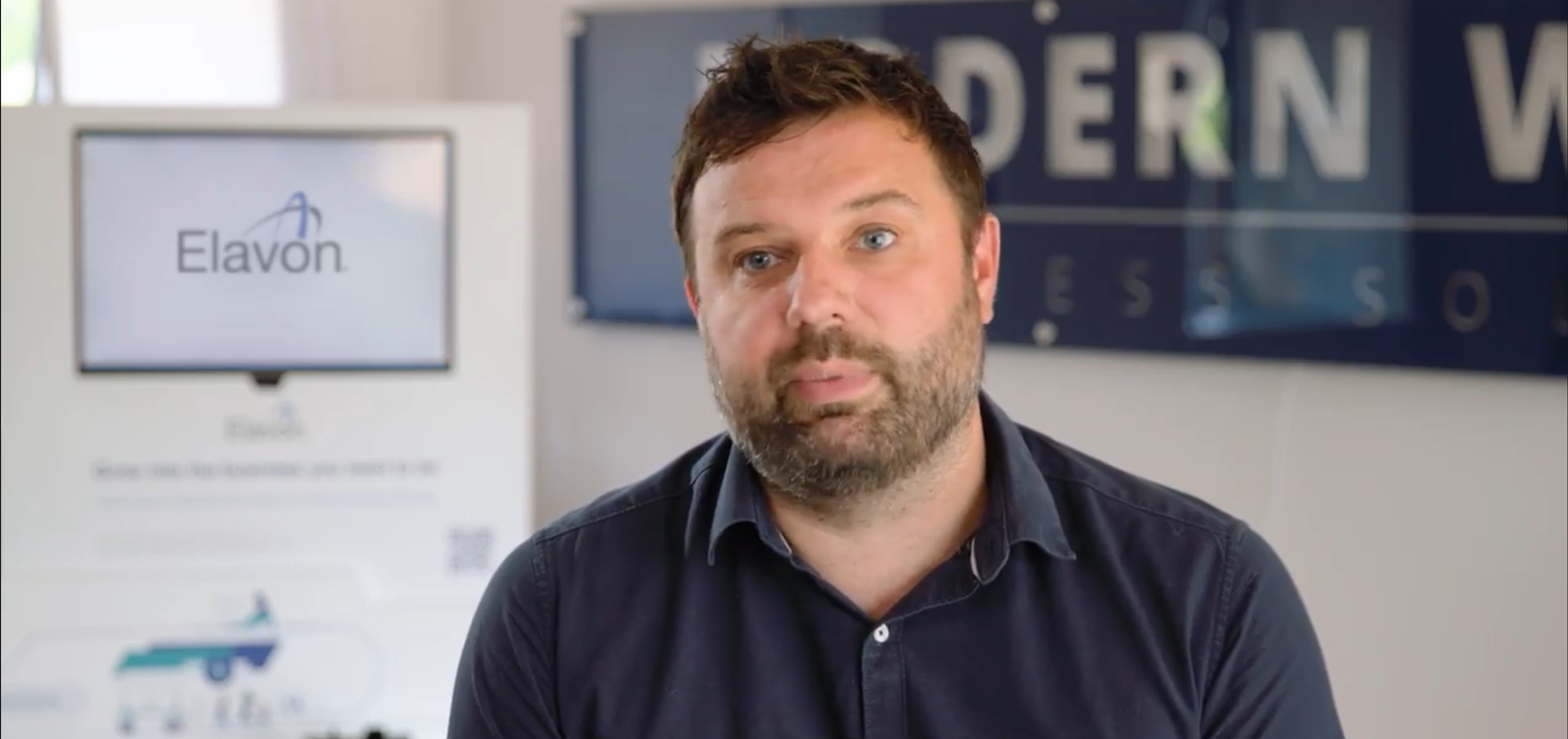 Warren Whitfield CEO of Modern World mid interview with Elavon