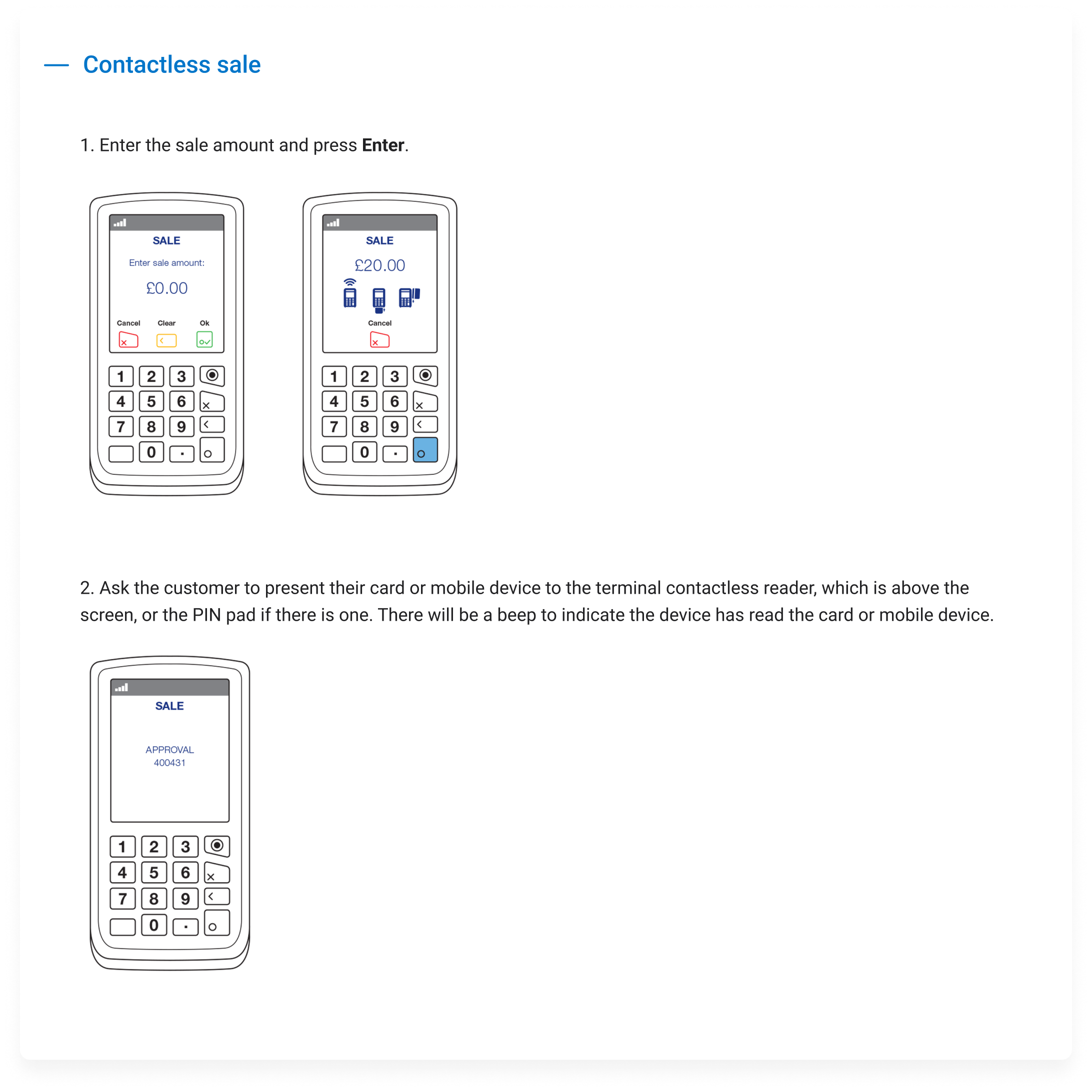 Contactless sale