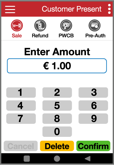 Enter sale amount