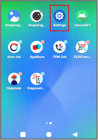 DX8000 screenshot Settings icon on the home screen